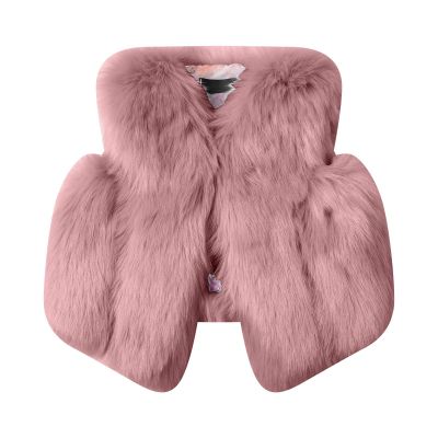 Little Girls' Faux Fur Vest Coat Jacket Outerwear Toddler Baby Girls Winter Waistcoat (Watermelon Red, 12-18 Months)