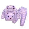2 Piece Snowsuit Kids Boy Girl Winter Puffer Pants and Puffer Jackets Set Lightweight Cute Bears (Purple, 3-4 Years) view 3