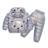 2 Piece Snowsuit Kids Boy Girl Winter Puffer Pants and Puffer Jackets Set Lightweight Cute Bears (Purple, 3-4 Years) view 4