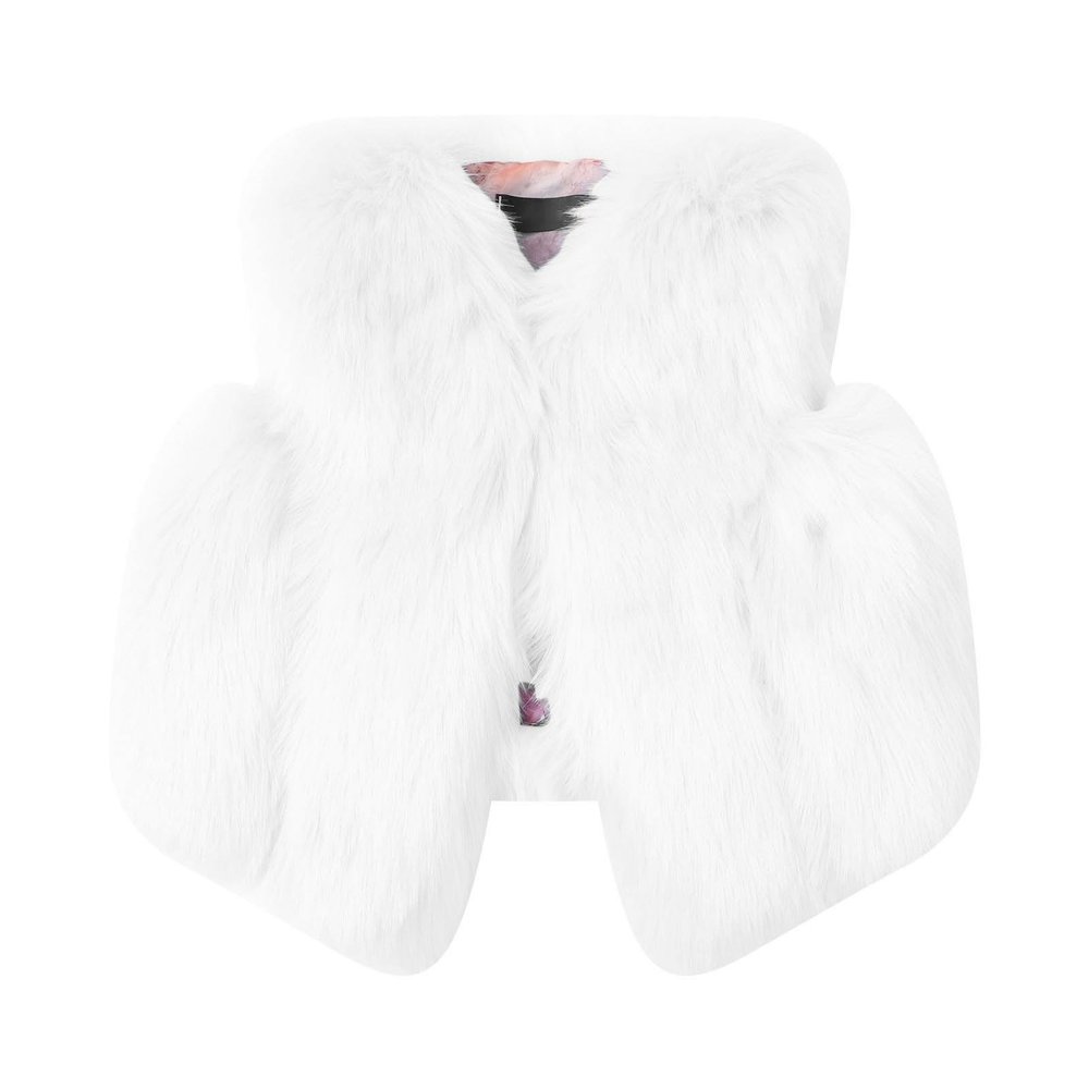 Little Girls' Faux Fur Vest Coat Jacket Outerwear Toddler Baby Girls Winter Waistcoat Thick Warm (White, 6-7 Years)