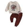 Covvoliy Toddler Baby Boy Girl Clothes Football Print Long Sleeve Sweatshirt Pockets Pants Outfits Infant Fall Winter Clothes (Light Khaki, 0-6 Months) view 1