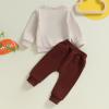 Covvoliy Toddler Baby Boy Girl Clothes Football Print Long Sleeve Sweatshirt Pockets Pants Outfits Infant Fall Winter Clothes (Light Khaki, 0-6 Months) view 3