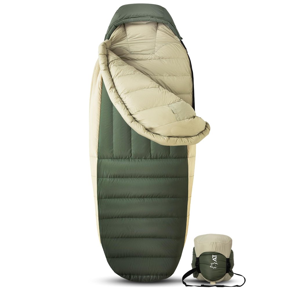 ATEPA Down Sleeping Bag for Adults, Promoter 850 700FP 20F 30F Down Mummy Cold Weather Single Wide XL Sleeping Bags with Compression Sack for Camping