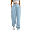 ASHER FASHION Women's Baggy Sweatpants, V Crossover Joggers with Pockets High Waisted Wide Leg Workout Lightweight Sweatpants Sky Blue view 1
