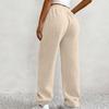 ASHER FASHION Women's Baggy Sweatpants, V Crossover Joggers with Pockets High Waisted Wide Leg Workout Lightweight Sweatpants Apricot view 3