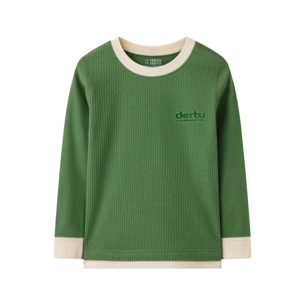 Boys Girls Long Sleeve Thermal Undershirt Kids Layering T Shirt Tops Warm Velvet Bottom Shirt Fall (Green, 5-6 Years)