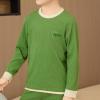 Boys Girls Long Sleeve Thermal Undershirt Kids Layering T Shirt Tops Warm Velvet Bottom Shirt Fall (Green, 5-6 Years) view 2