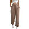 ASHER FASHION Women's Baggy Sweatpants, V Crossover Joggers with Pockets High Waisted Wide Leg Workout Lightweight Sweatpants Camel view 1