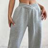 ASHER FASHION Women's Baggy Sweatpants, V Crossover Joggers with Pockets High Waisted Wide Leg Workout Lightweight Sweatpants view 2
