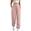 ASHER FASHION Women's Baggy Sweatpants, V Crossover Joggers with Pockets High Waisted Wide Leg Workout Lightweight Sweatpants Pink view 1