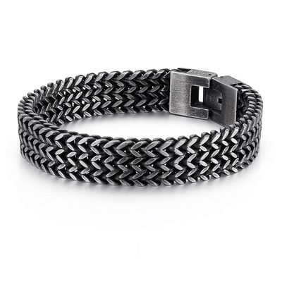 DYINGZL Handsome Titanium Steel Men's Bracelet, Cuban Chain Birthday Gift, Mesh Hundred Hip-hop Bracelet, Personalized Square Fish Scale Men's Stainless Steel Bracelet(Gray)