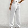 ASHER FASHION Women's Baggy Sweatpants, V Crossover Joggers with Pockets High Waisted Wide Leg Workout Lightweight Sweatpants White view 3
