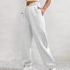 ASHER FASHION Women's Baggy Sweatpants, V Crossover Joggers with Pockets High Waisted Wide Leg Workout Lightweight Sweatpants White view 4