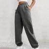 ASHER FASHION Women's Baggy Sweatpants, V Crossover Joggers with Pockets High Waisted Wide Leg Workout Lightweight Sweatpants Dark Grey view 4