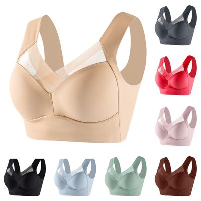 Zen Chic Push Up Wireless Bra - Seamless Sexy Lysine Charm - Ice Silk Posture Correcting Bra, Beige, Size 38A