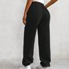 ASHER FASHION Women's Baggy Sweatpants, V Crossover Joggers with Pockets High Waisted Wide Leg Workout Lightweight Sweatpants Black view 3