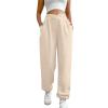 ASHER FASHION Women's Baggy Sweatpants, V Crossover Joggers with Pockets High Waisted Wide Leg Workout Lightweight Sweatpants Apricot view 1