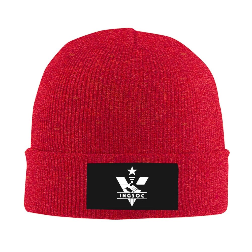 1984 INGSOC Hat Acrylic Knit Cuffed Beanie Funny Winter Hat for Men Women Red