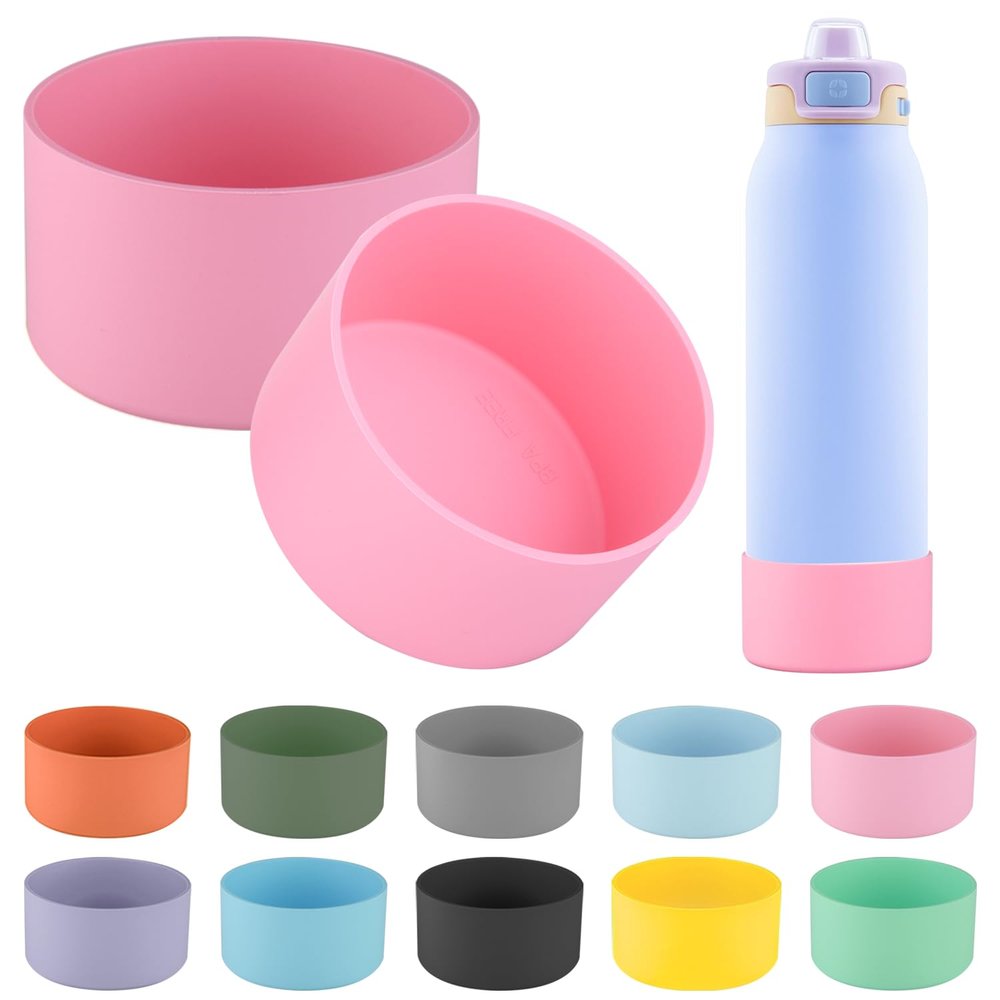 2 PCS Silicone Bottom for Ello Pop 32 OZ Water Bottle, Water Boot for Ello Pop,Avoid Scratches and Noise (Rose Red, 22oz)