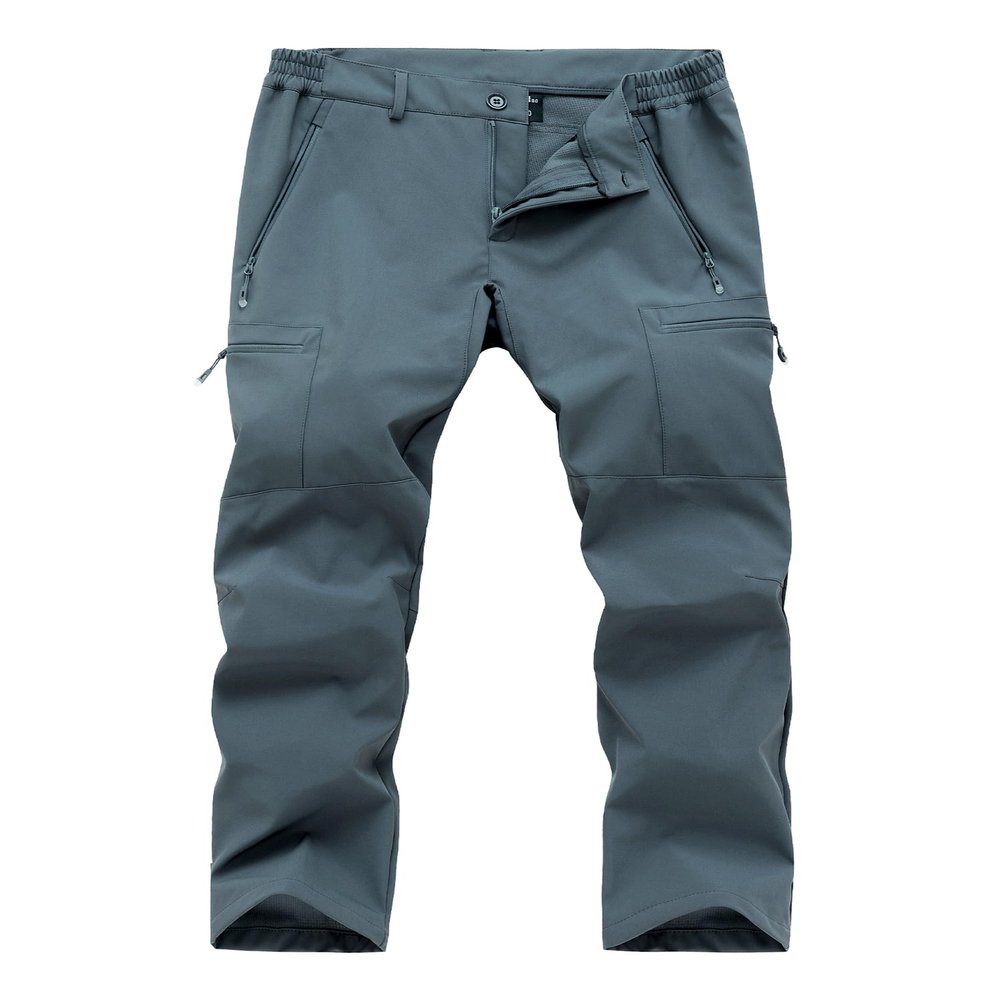 Gash Hao Mens Waterproof Ski Snow Pants Hiking Softshell Cargo Fleece Lined Warm Insulated Outdoor Fishing Pants620GRAY 36X32