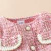 Baby Toddler Girls 3 Piece Outfits Button Front Long Sleeve Tweed Cotton Rim Jacket and Pink (Red, 6-9 Months) view 4