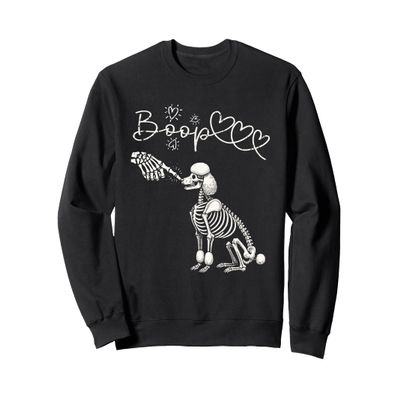 Halloween Skeleton Hand Boop Poodle Dog Lover Sweatshirt