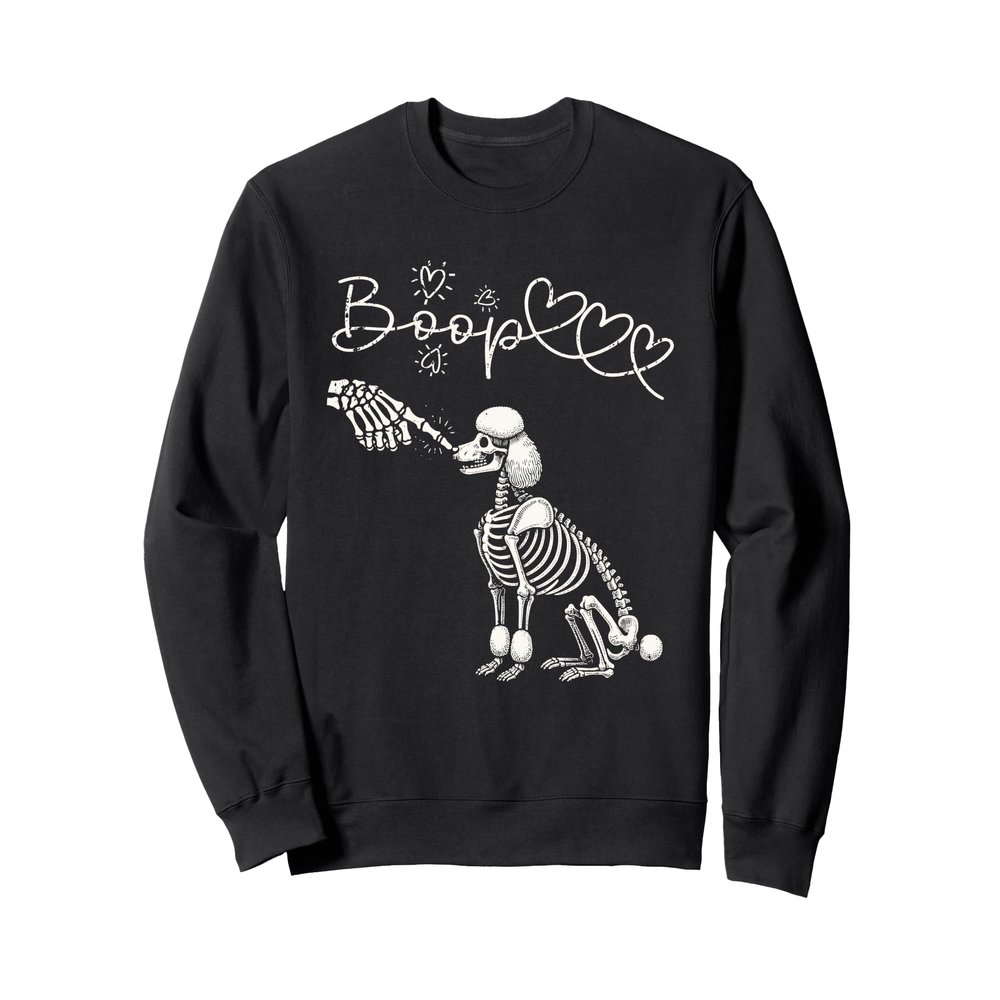 Halloween Skeleton Hand Boop Poodle Dog Lover Sweatshirt
