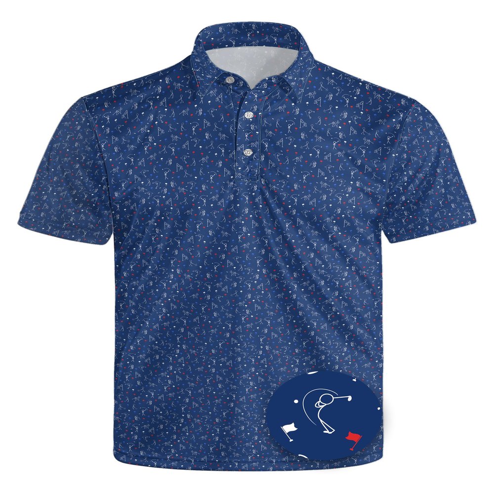 Wemkuqa Funny Golf Shirts for Golf Lover Moisture Wicking Fun Polo Shirts for Men Quick-Dry Short Sleeve Men's Fun 3D Print Golf Polo Shirts - Funny Golfer 2XL