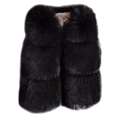 Winter Coats for Toddler Baby Girls Faux Fur Vest Winter Warm Coat Jacket Cute Thick Furry Kids Vest (Black, 24 Months)