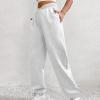 ASHER FASHION Women's Baggy Sweatpants, V Crossover Joggers with Pockets High Waisted Wide Leg Workout Lightweight Sweatpants White view 4