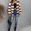Striped Cardigan Sweaters for Women Lightweight Color Block Long Sleeve Button Down Knit Cardigan Fall 2024 Fashion Casual Loose Cute Y2K Sweater Outwear, C Black, Large view 3