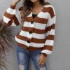 Striped Cardigan Sweaters for Women Lightweight Color Block Long Sleeve Button Down Knit Cardigan Fall 2024 Fashion Casual Loose Cute Y2K Sweater Outwear, C Black, Large view 4