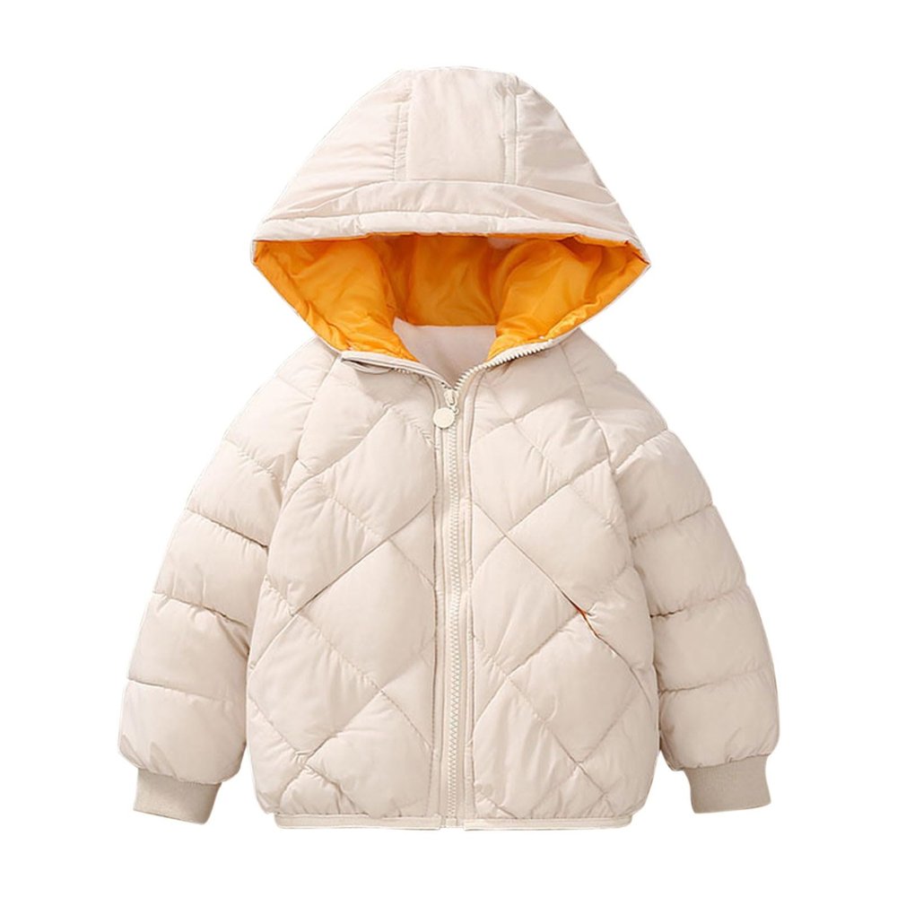 Baby Girls Boys Winter Clothes Toddler Puffer Down Jacket Coat Fleece Lined Zipper Hooded Warm (White, 6-7 Years)