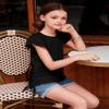 Arshiner Short Sleeve T Shirts for Girls Girls Summer Shirt Ruffle Sleeves Ruched Knot Side Casual Summer Tee Tops Forest Black 11-12 Years view 4