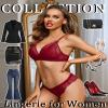 Avidlove Lingerie Set For Women Sexy Lingerie 2 Piece Lace Bra and Panty Sets Babydoll Outfits Wine red view 2