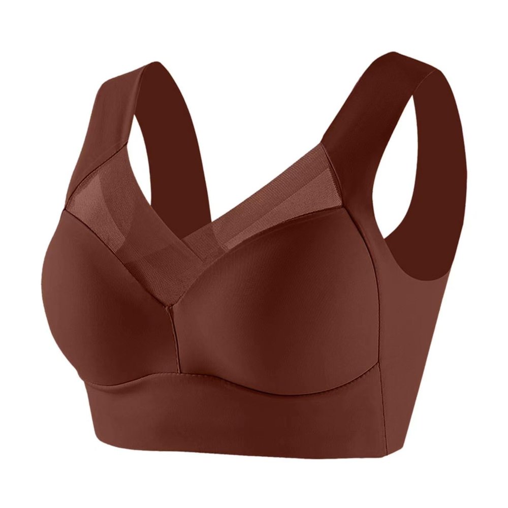Zen Chic Posture Correction Bra - Seamless Sexy Push Up Wireless Bra - Ice Silk Coffee 36A