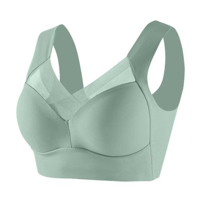 Zen Chic Seamless Sexy Push Up Wireless Bra - Ice Silk Posture Correcting Bra, Green, 38C