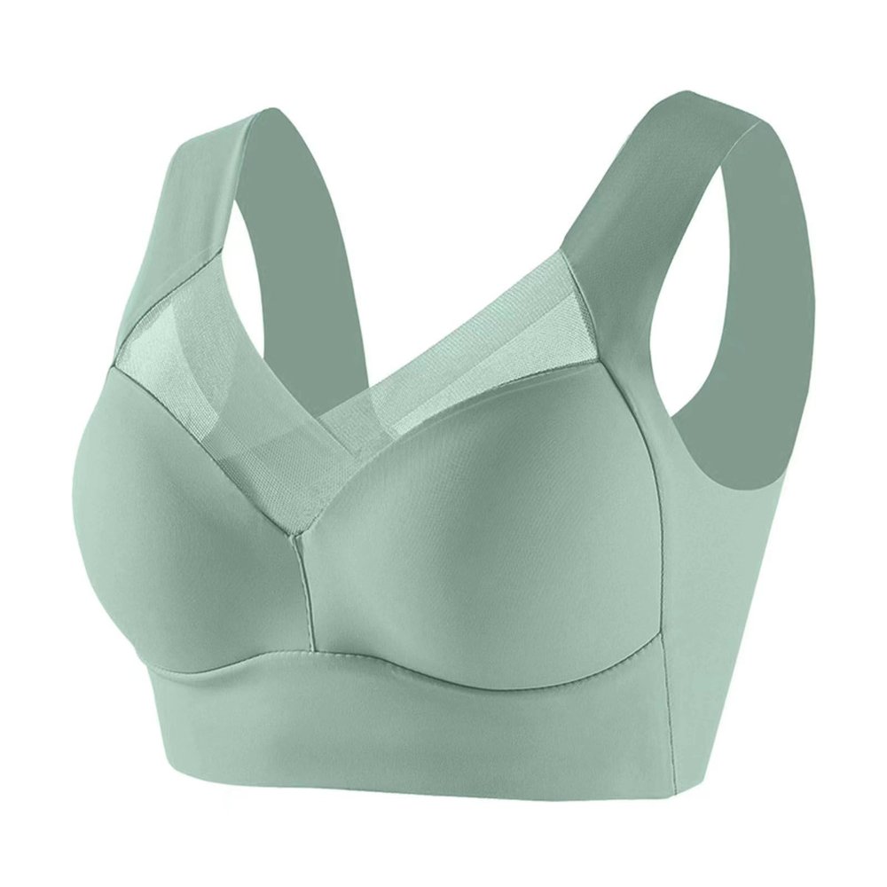Zen Chic Seamless Sexy Push Up Wireless Bra - Ice Silk Posture Correcting Bra, Green, 38C