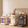 Yoga Mat Holder Storage Cart on Wheels Home Gym Accessories Fitness Equipment Corner Storage Suitable for Yoga Mat/Yoga Block/Foam Roller/Dumbbell/Ball(Beige) view 1