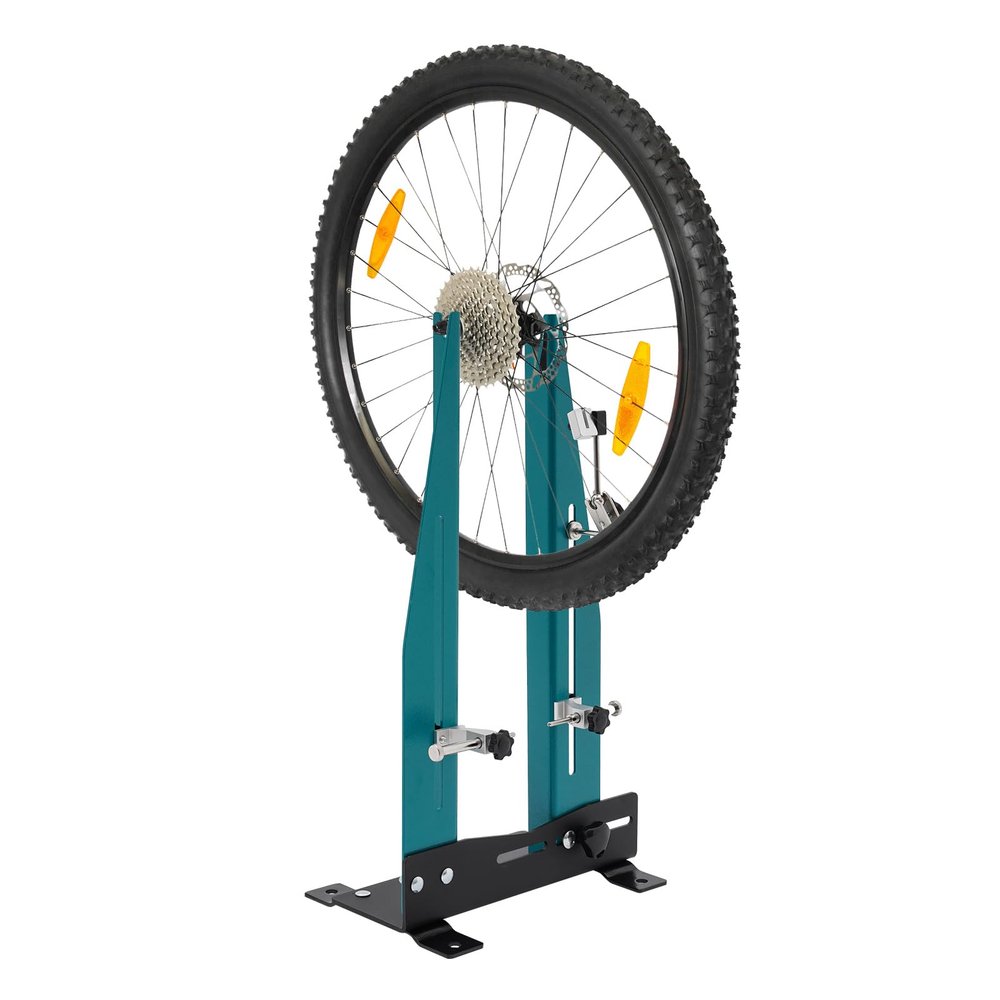 Wheel Truing Stand, Adjustable Width (3.5-5.9 inches) Bicycle Wheel Alignment Repair Tool with 360  Rotation Dual Adjustment for 27.5-29 inch Wheels and 140-180mm Brake Disc Diameter (Upgrade model)