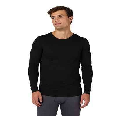 32 Degrees Heat Men's Lightweight Crew Baselayer Top | Form Fitting | Long Sleeve| 4-Way Stretch | Thermal, Black, XX-Large