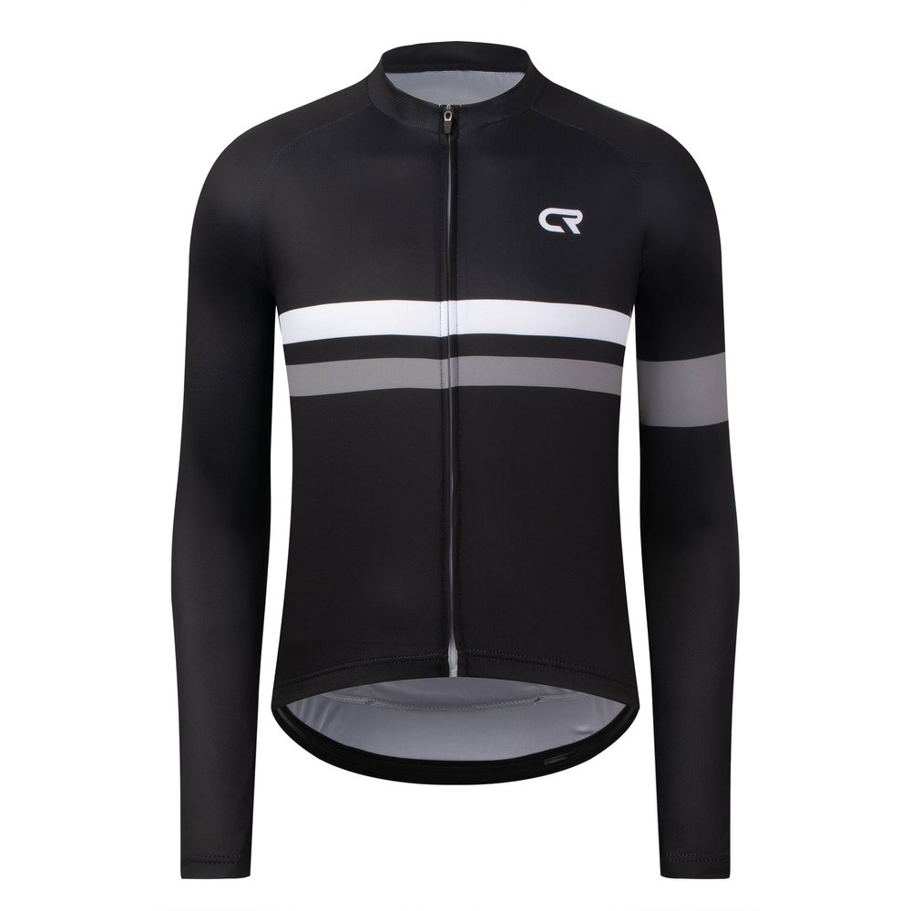 Coconut Ropamo CR Long Sleeve Cycling Jersey Mens, 3+1 Zipper Pockets Bicycle Tops Quick Dry Breathable Biking Shirt (Black/Grey, 3X-Large)