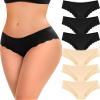 6 pack Seamless Underwear for Women Sexy Low Rise Hipster Wave Edge No Show Bikini Panties Womens Cheeky S-XL view 1