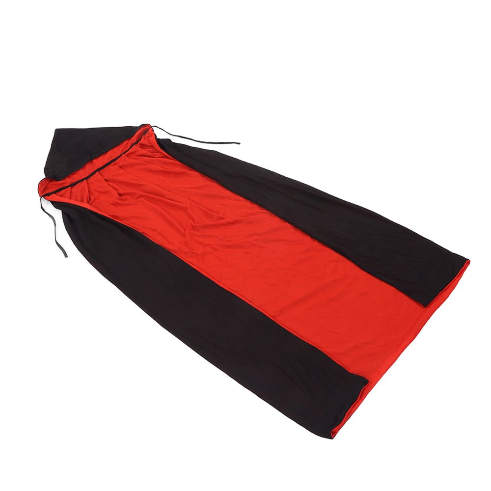 Black Red Reversible Hooded Cape, Full Length Cloak for Halloween Christmas