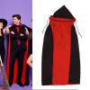 Black Red Reversible Hooded Cape, Full Length Cloak for Halloween Christmas view 4