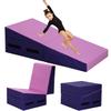 Folding Incline Gymnastics Mat for Tumbling, Folding Tumbling Mats Cheese Wedge Incline Mat with Non-Slip PU Leather Surface & Handles, Gym Fitness Tumbling Matts for Kids Girls Home Training Exercise view 1