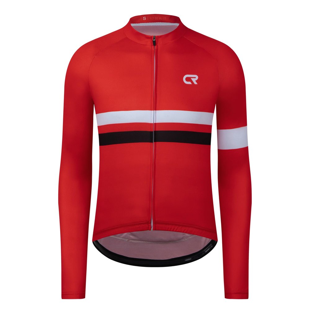 Coconut Ropamo CR Long Sleeve Cycling Jersey Mens, 3+1 Zipper Pockets Bicycle Tops Quick Dry Breathable Biking Shirt (Red/White 2, XL)