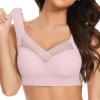 Zenchic Seamless Sexy Push Up Wireless Bra - Ice Silk Posture Correcting Bra in Pink, Size 44B view 2