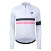 Coconut Ropamo CR Long Sleeve Cycling Jersey Mens, 3+1 Zipper Pockets Bicycle Tops Quick Dry Breathable Biking Shirt (White/Pink, M) view 1