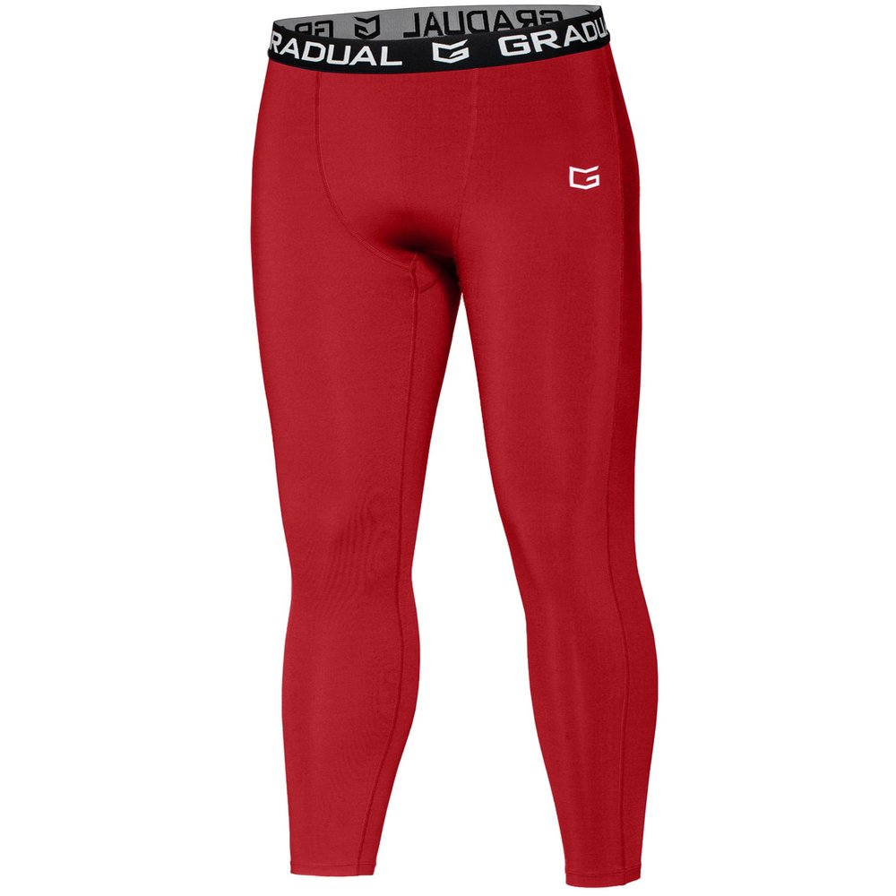 Boys' Compression Pants Youth Thermal Base Layer Fleece Tights Sports Basketball Leggings for Boys (Red,XL)